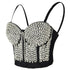 Women's Rhinestone Diamond Chain Bustier Crop Top Corset Top Bralet Black - FANCYMAKE