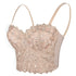 Nude Pearls Diamond Lace Crop Top Tank Tops - FANCYMAKE