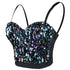 Sexy Sequin Bustier Crop Top Push up Club Party Corset Top Black
 - FANCYMAKE