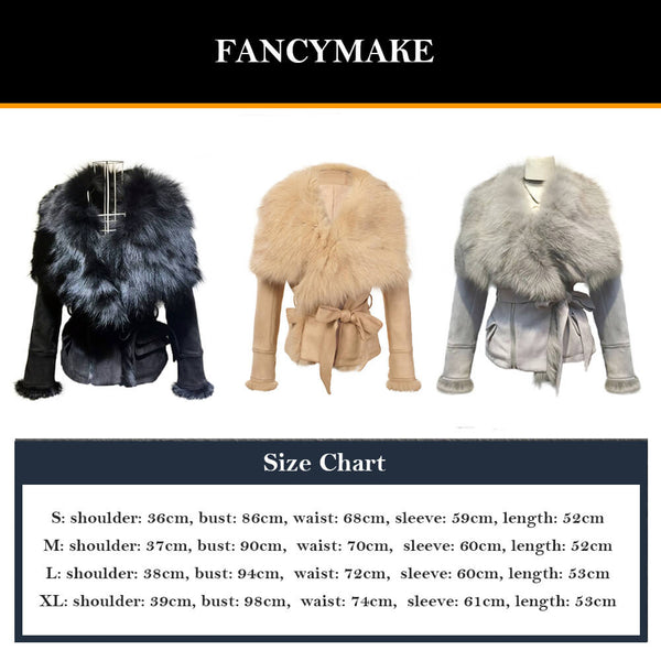 Luxury Suede Real Fox Fur Collar Coat - FANCYMAKE